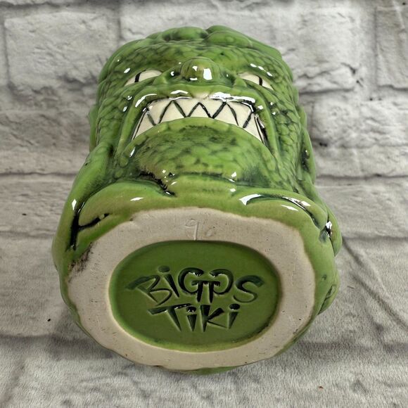 Biggs Tiki Medusa Snakes Tiki Mug Imported Green Lizard Glaze - Picture 7 of 7